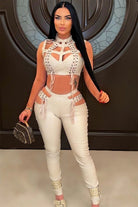 Women's Lace-Up Crop Top & Flare Pants Set