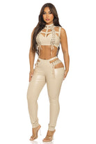 Women's Lace-Up Crop Top & Flare Pants Set - photo 3