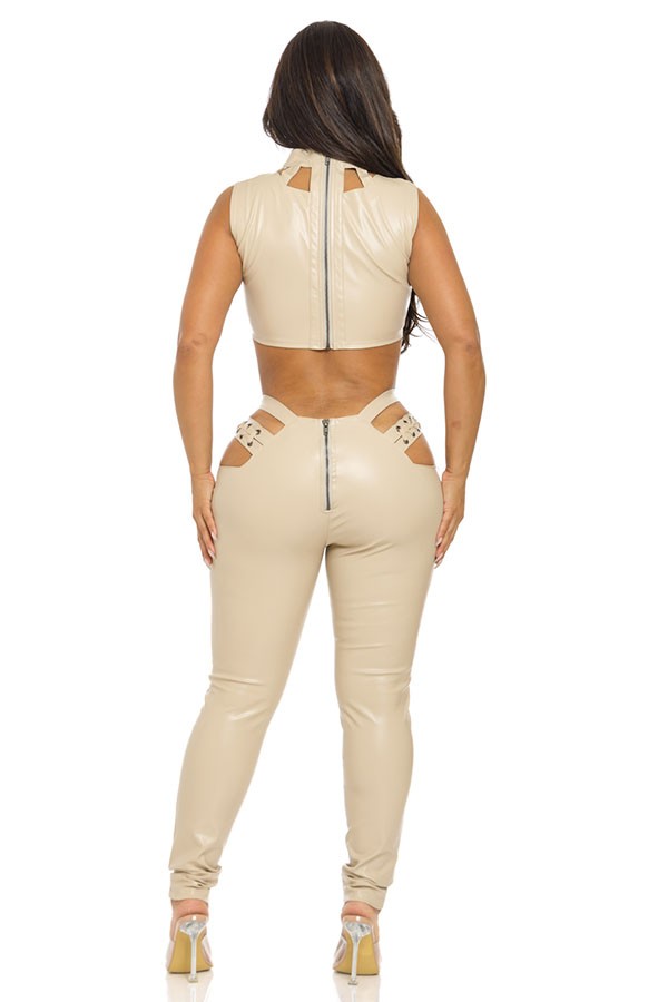 Women's Lace-Up Crop Top & Flare Pants Set - photo 4
