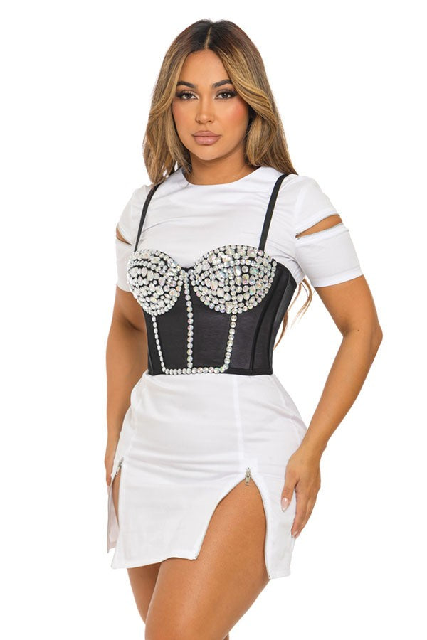 Women's T-Shirt & Lace-Up Corset Belt Set - photo 3