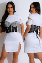 Women's T-Shirt & Lace-Up Corset Belt Set - photo 2