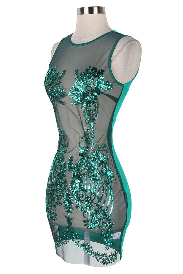 Women's Sequin Sheer Mesh Bodycon Mini Dress - photo 4
