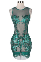 Women's Sequin Sheer Mesh Bodycon Mini Dress - photo 3