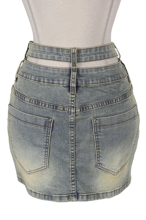 Women's Distressed Denim Mini Skirt - photo 3