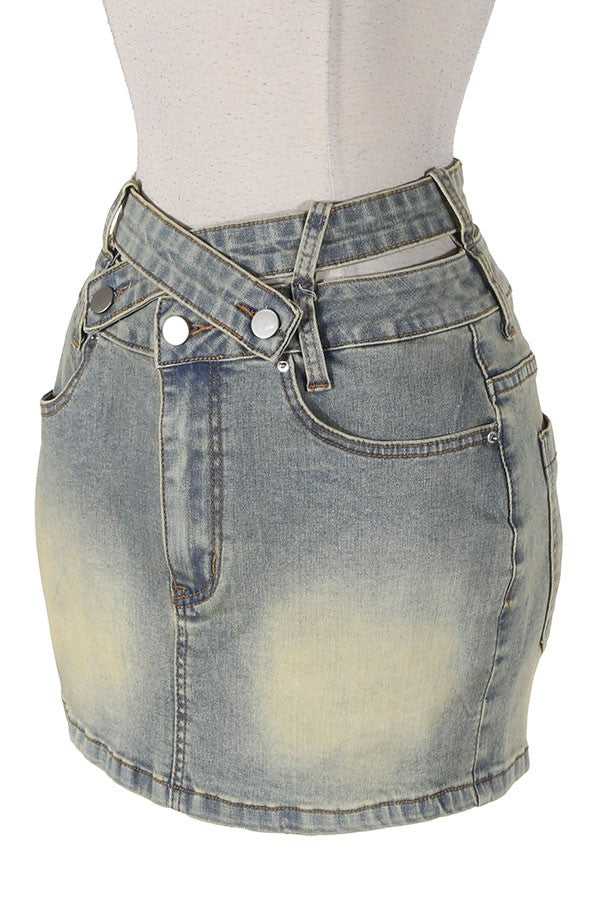 Women's Distressed Denim Mini Skirt - photo 2