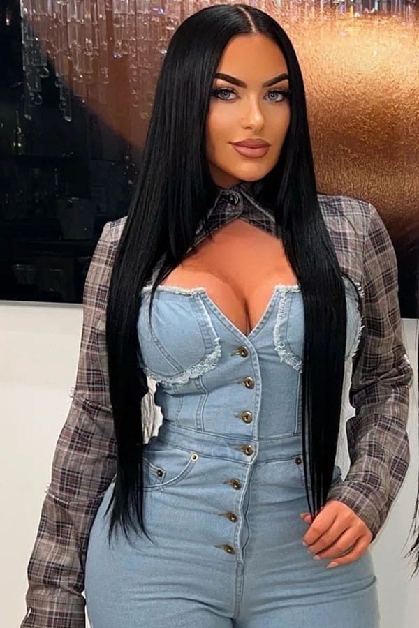 Women's Long Sleeve Lace-Up Wide-Leg Denim Jumpsuit