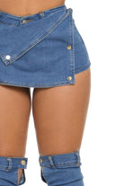 Women's Denim Mini Skirt with Detachable Leg Warmers - photo 3
