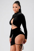 Women's Mock Neck Long Sleeve Keyhole Cutout Mini Dress - photo 2