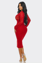 Women's V Neck and Long Sleeve Knit Midi Dress – detail view