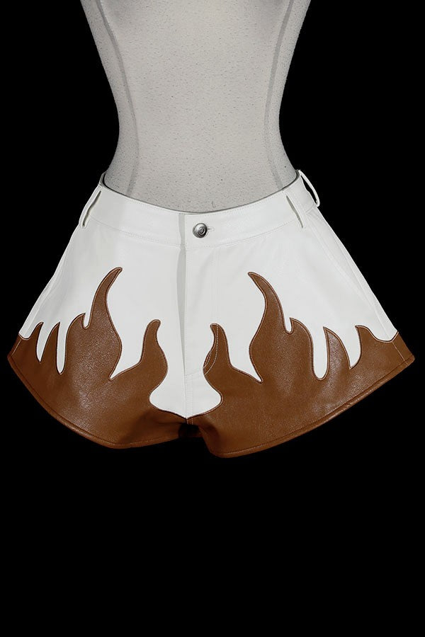 Women's white/brown flame print flared pants - photo 2