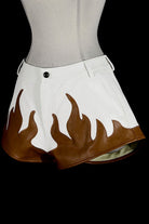 Women's white/brown flame print flared pants - photo 3