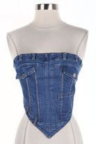 Women's Strapless Lace-Up Back Denim Corset Top - photo 4