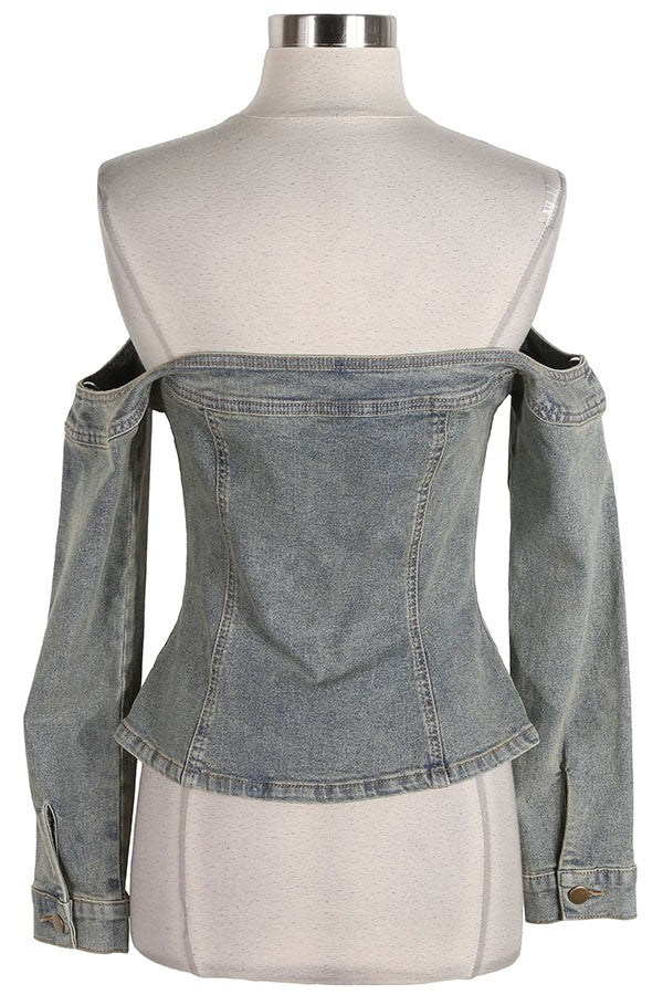 Women's Strapless Acid Wash Denim Corset Top - photo 3