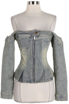 Women's Strapless Acid Wash Denim Corset Top