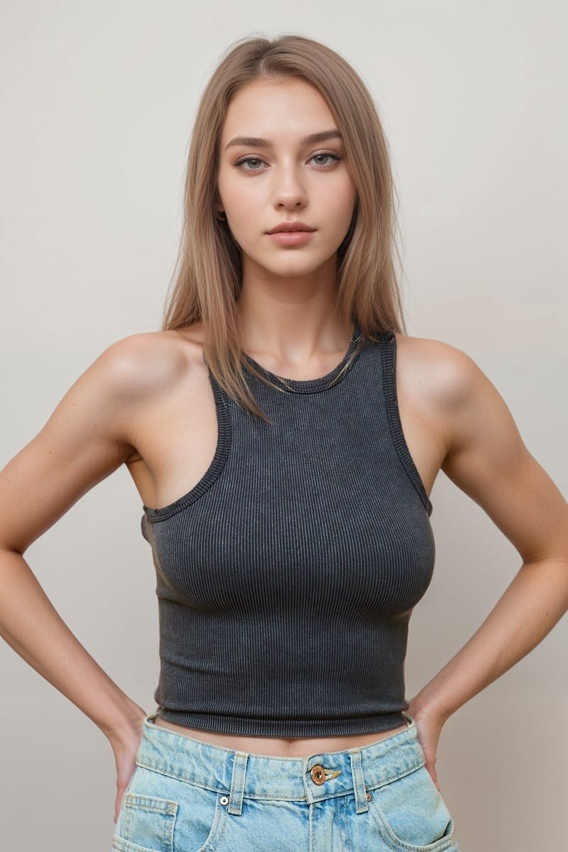 Women's Distressed Seamless Tank Top – front view