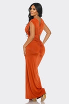 Women's Rust Venus Allure Waist Cutout Double Layer Maxi Dress – front view