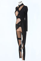 Women's Mesh Cutout Long Sleeve Fitted Jumpsuit - photo 3