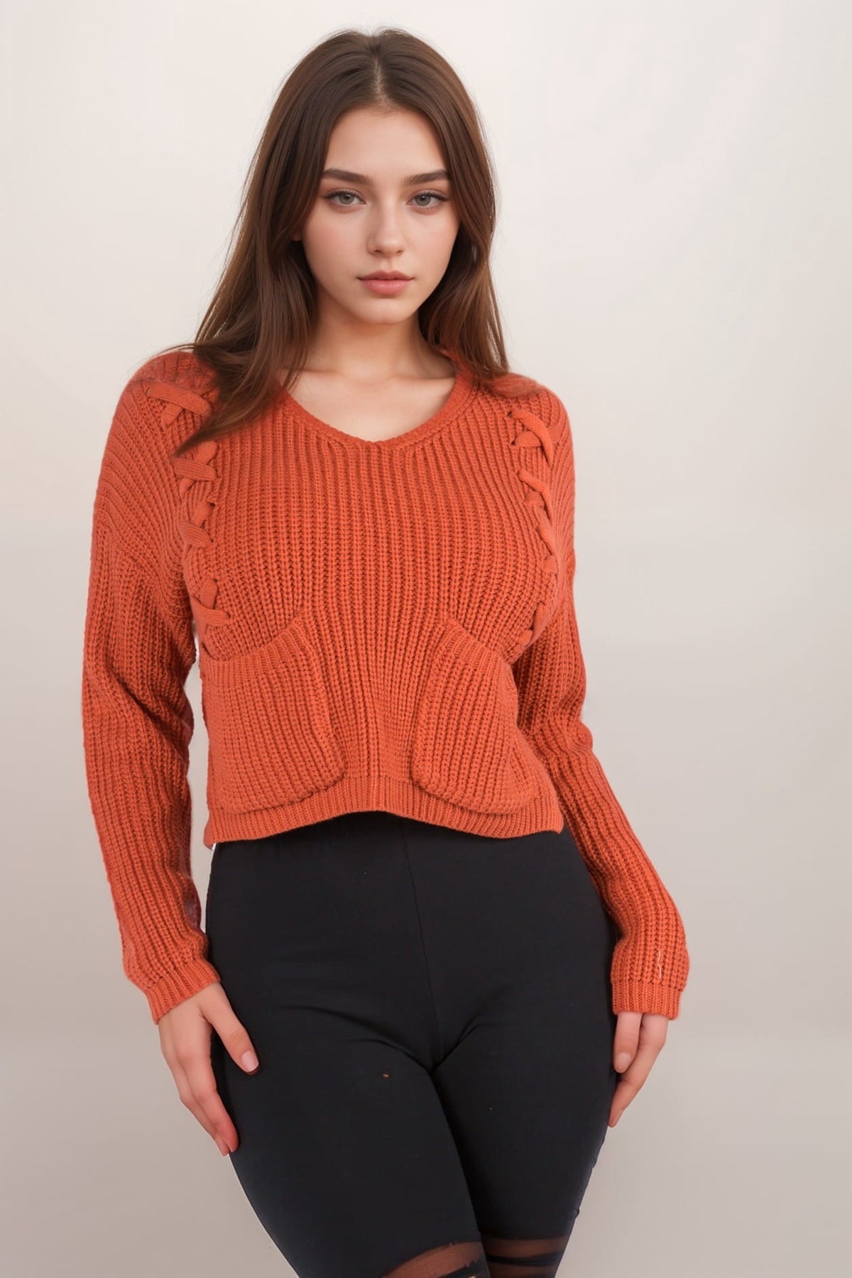 Women's Pocket Front Hi-Lo Sweater – front view