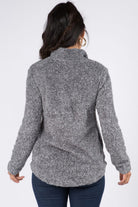 Women's Fuzzy Fleece Zip Front Pullover – detail view