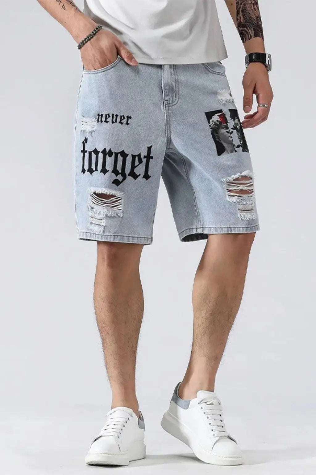 Distressed denim shorts side view - Epicplacess