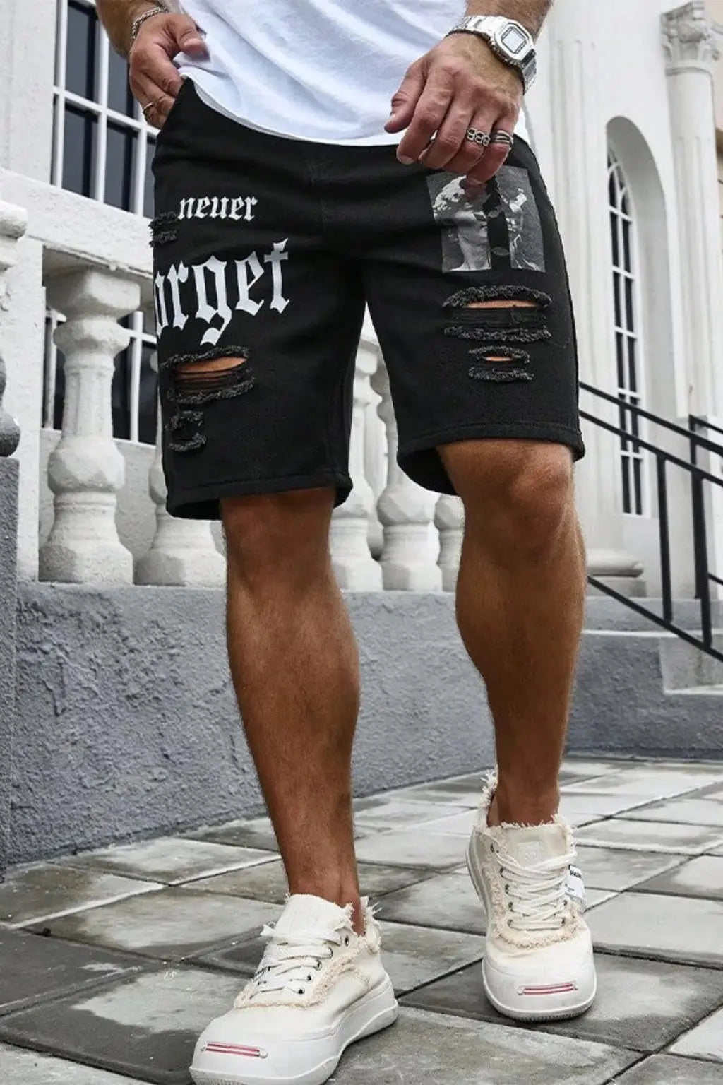 Raw hem denim shorts final view - Epicplacess