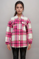Women's Plaid Pocket Side Shacket – detail view