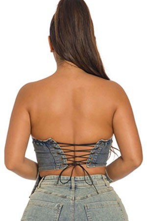 Women's Sweetheart Denim Corset Top - photo 3