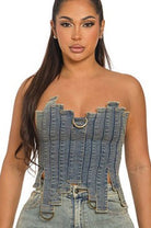 Women's Sweetheart Denim Corset Top