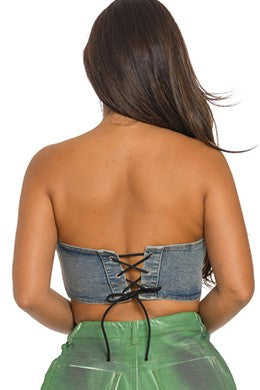 Women's Strapless Denim Corset Top - photo 3