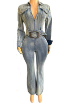 Denim jumpsuit side view