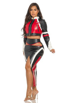 Women's Moto Crop Jacket & Slit Maxi Skirt Set - photo 4