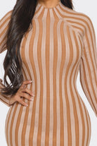 Women's Taupe 2 Tone Rib Sweater Mini Dress – back view