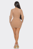 Women's Taupe 2 Tone Rib Sweater Mini Dress – detail view