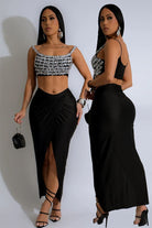 Women's Embellished Crop Top & Maxi Skirt Set
