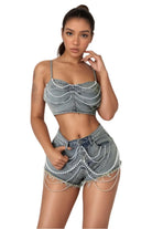 Pearl chain denim set product view - Epicplacess