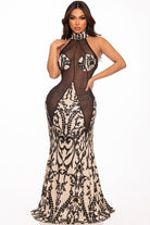 Women's Sheer Lace Print Bodycon Maxi Dress - photo 2