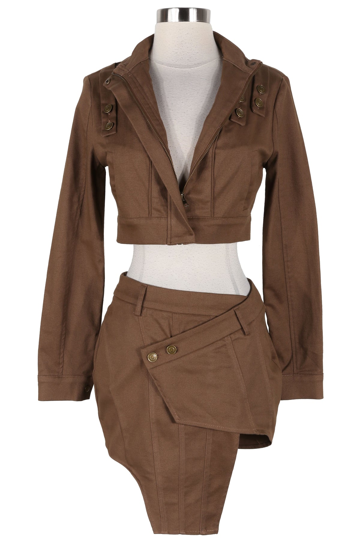 Women's Hooded Crop Jacket & Mini Skirt Set - photo 2
