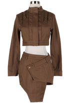 Women's Hooded Crop Jacket & Mini Skirt Set