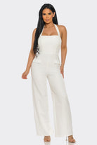 Women's Off-White Midnight Sculpt Halter Jumpsuit – front view