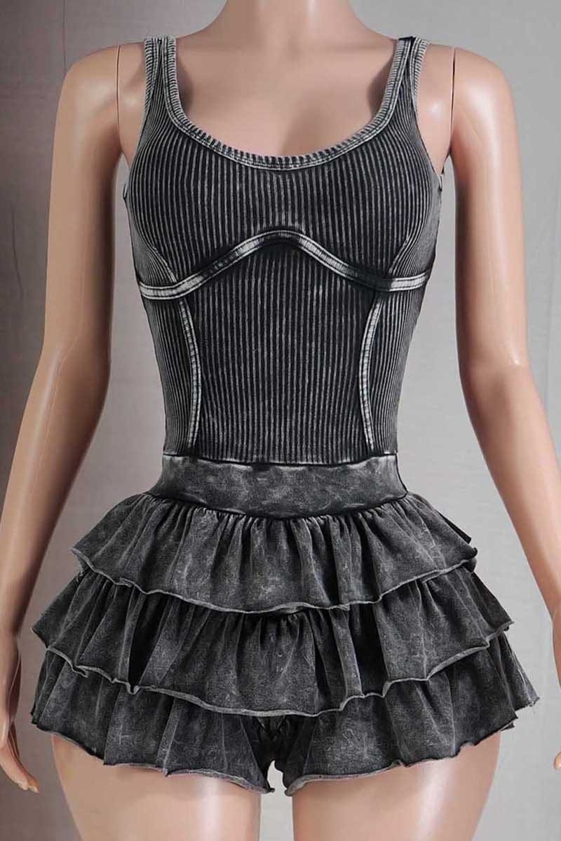 Ice cement tiered romper