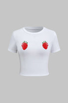 Women's Strawberry Graphic T-Shirt – detail view