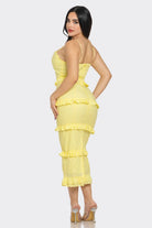 Women's Romance in Bloom Eyelet Ruffle Sweetheart Midi Dress – back view