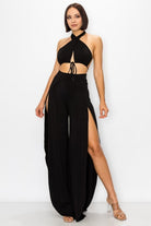 Women's Luna Drift Modal Bra Top & Side Slit Pants Set – full-length view