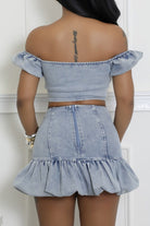 Denim skirt set side view