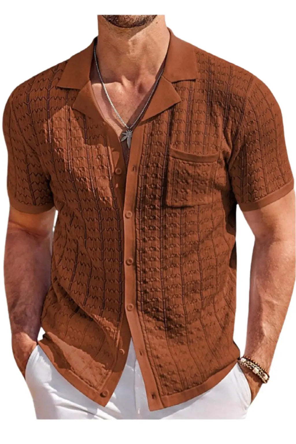 Textured button-up shirt side view - Epicplacess