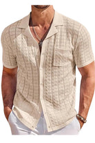 Men's textured Cuban collar button-up shirt - Epicplacess