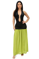 Black contrast maxi dress - Epicplacess