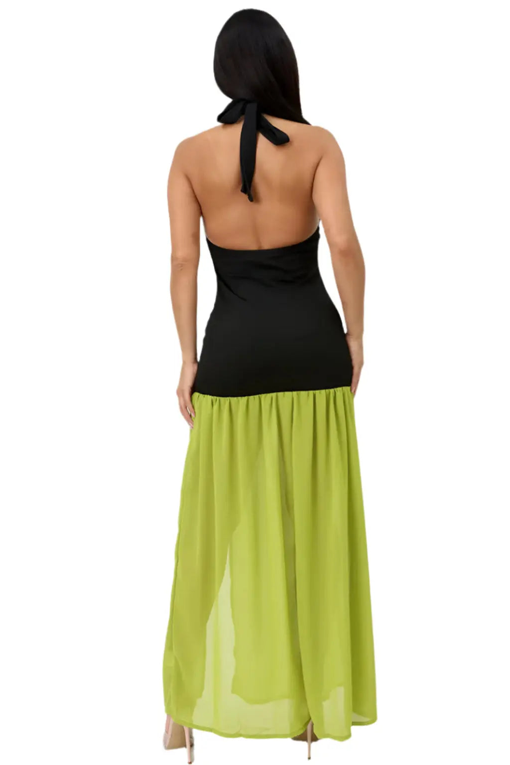 Contrast maxi dress front view - Epicplacess