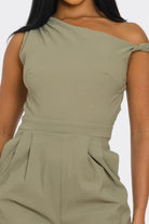 Women's Chic Poise One-Shoulder Wide Leg Jumpsuit – full-length view