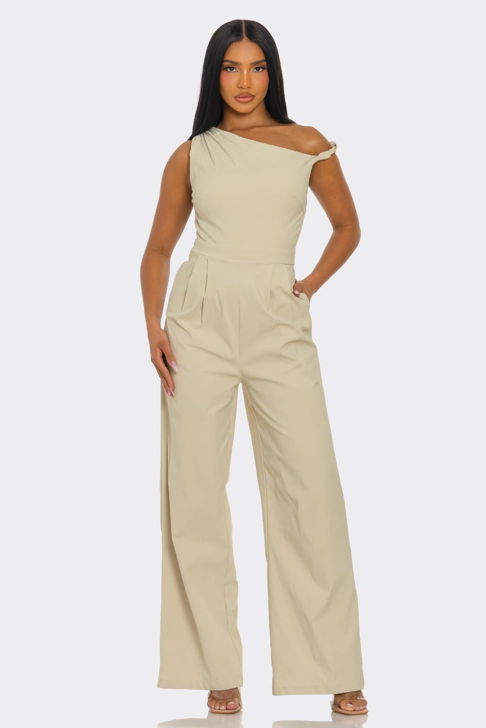 Women's Chic Poise One-Shoulder Wide Leg Jumpsuit – side view